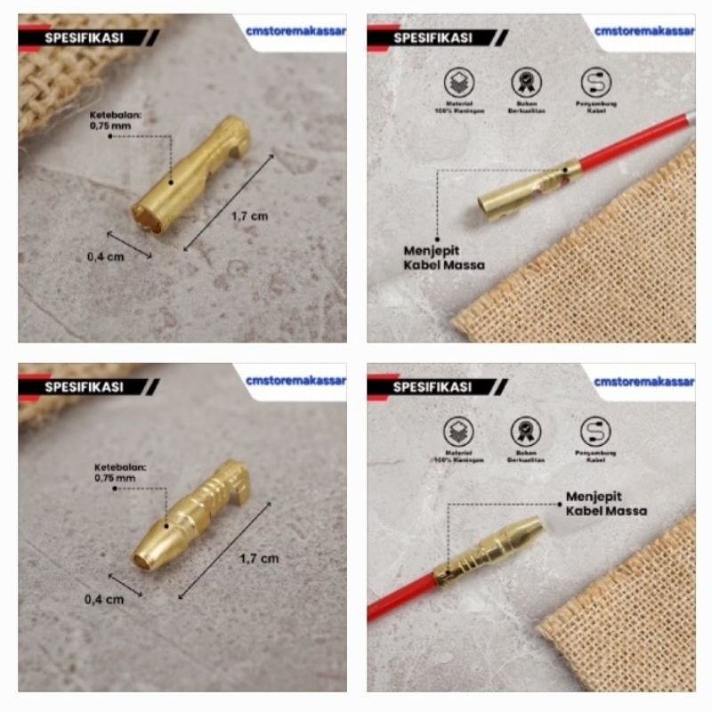 Terminal Skun Konektor Kabel Bulat Female dan Male Tembaga / Skun Bulat Cewek dan Cowok Universal
