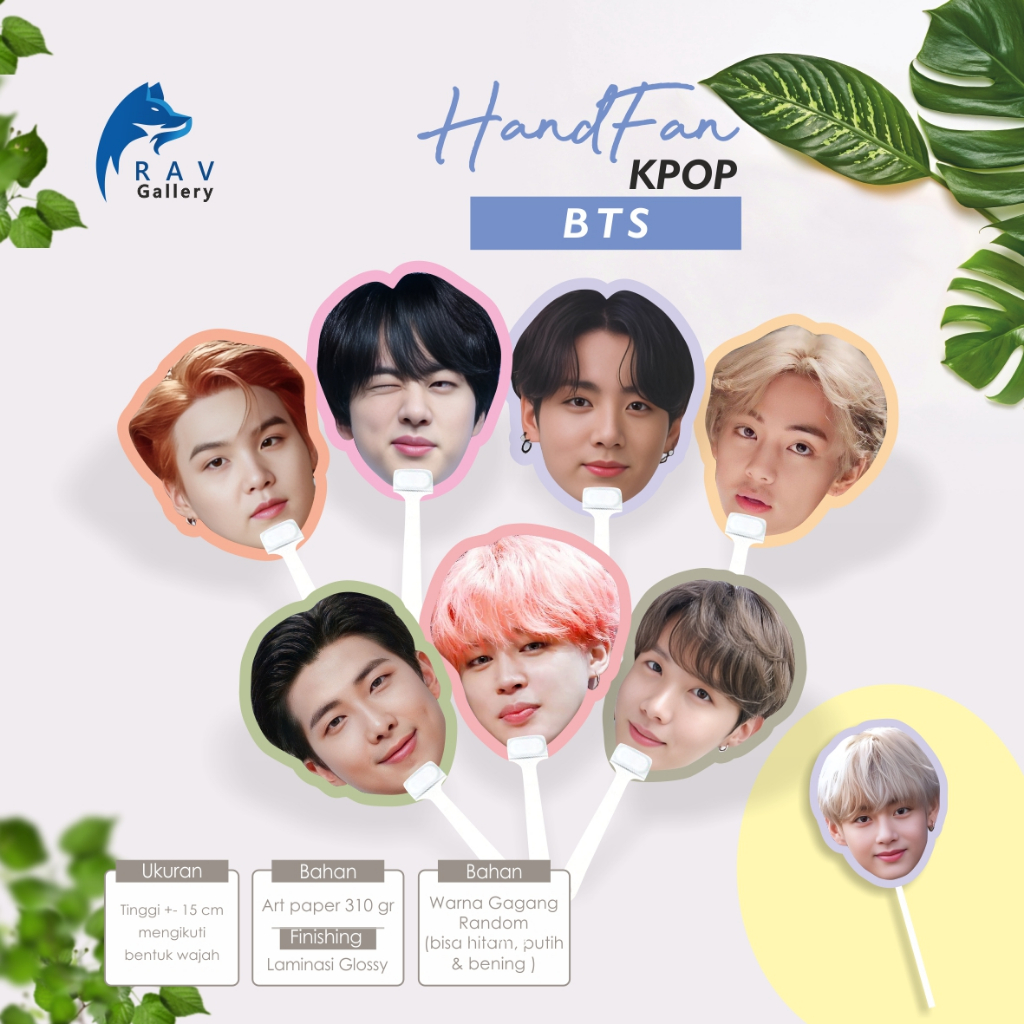 FAN FACE/KIPAS MUKA BTS : kipas kpop, kipas karakter, kipas wajah, topeng pesta