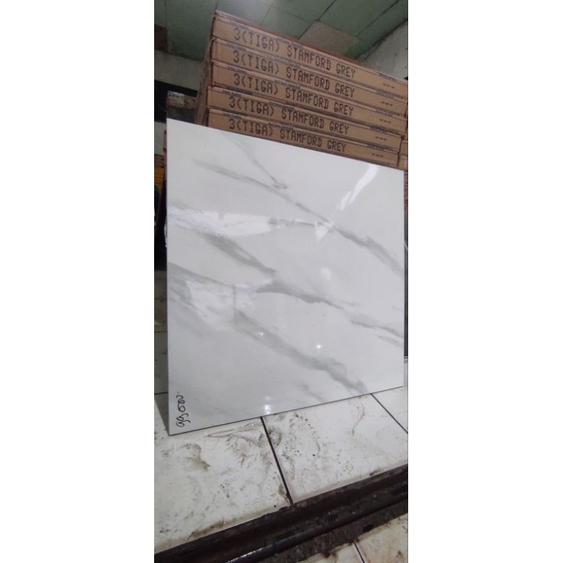 keramik putih corak 60×60 glossy habitat carara x silver