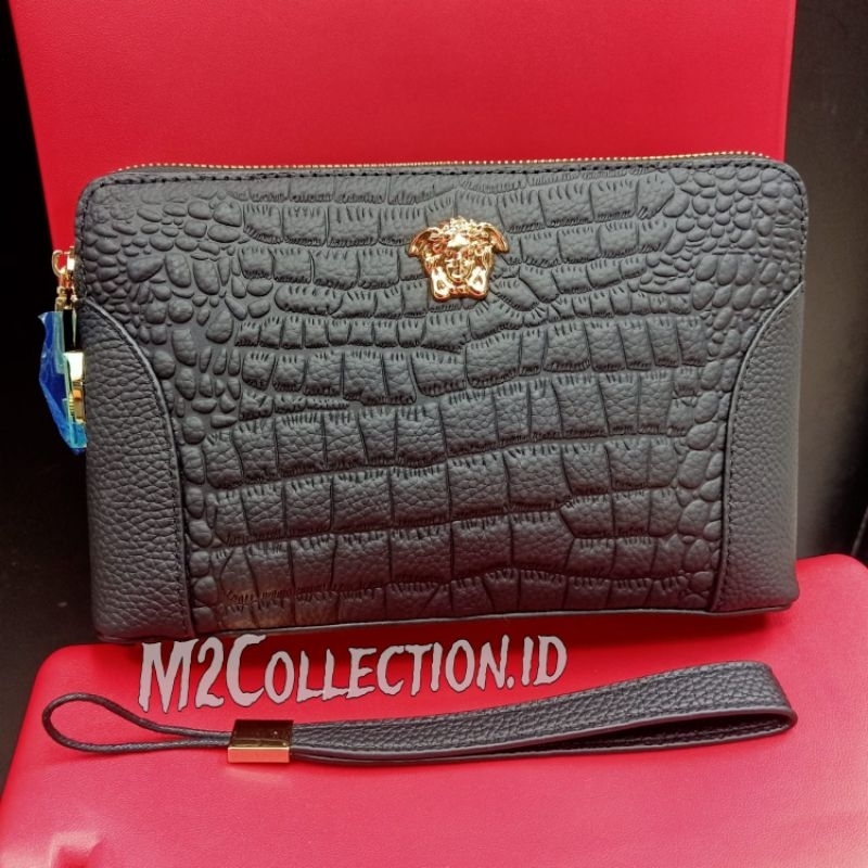 handbag kunci kode versace clutch tas tangan kulit