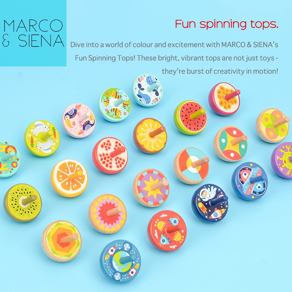 [PREMIUM] MARCO SIENA Mainan Gasing Gangsing Kayu / Wooden Spinning Top | Edukasi Sensory Motorik