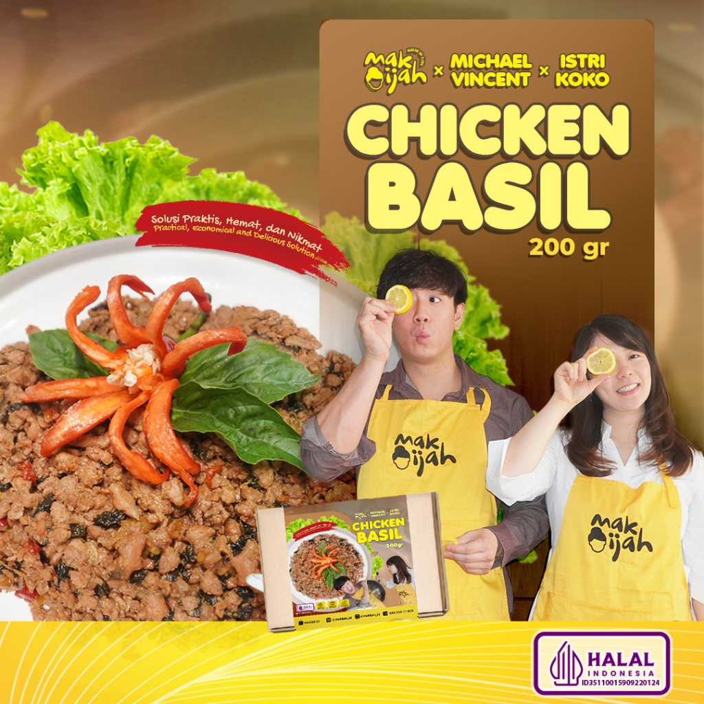 

Chicken Thai Basil by Makijah x Michael Vincent x Istri Koko Ayam Basil Tumis Ayam Cincang dengan Daun Basil khas Thailand 200gr