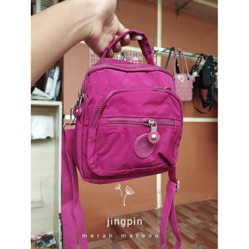 Jingpin Tas Ransel Merah Maroon