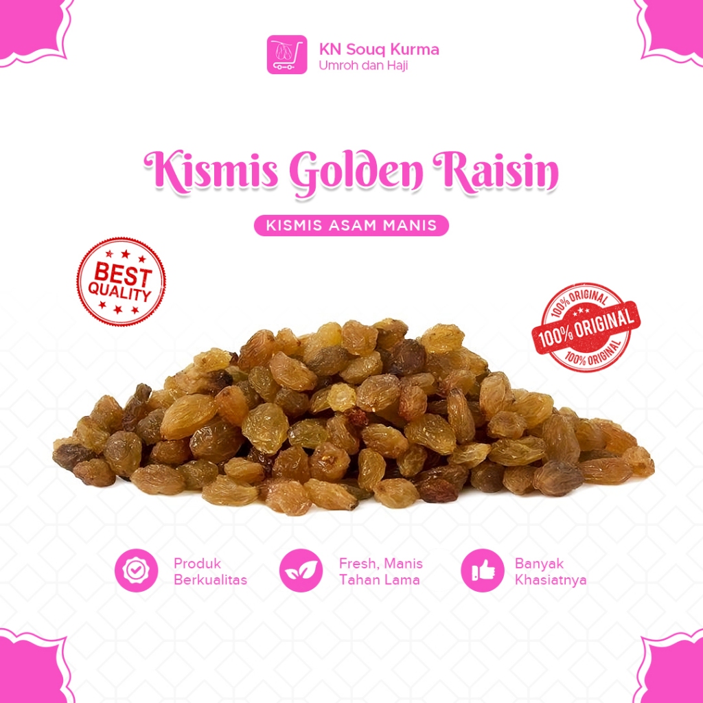 

Kismis Golden Raisin Asam Manis - Oleh Oleh Haji dan Umroh - Kismis Simin Premium 1 Kg