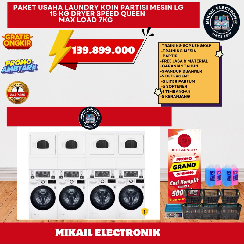 PAKET USAHA LAUNDRY KOIN PARTISI LG 15 KG DRYER SPEED QUEEN 15 KG