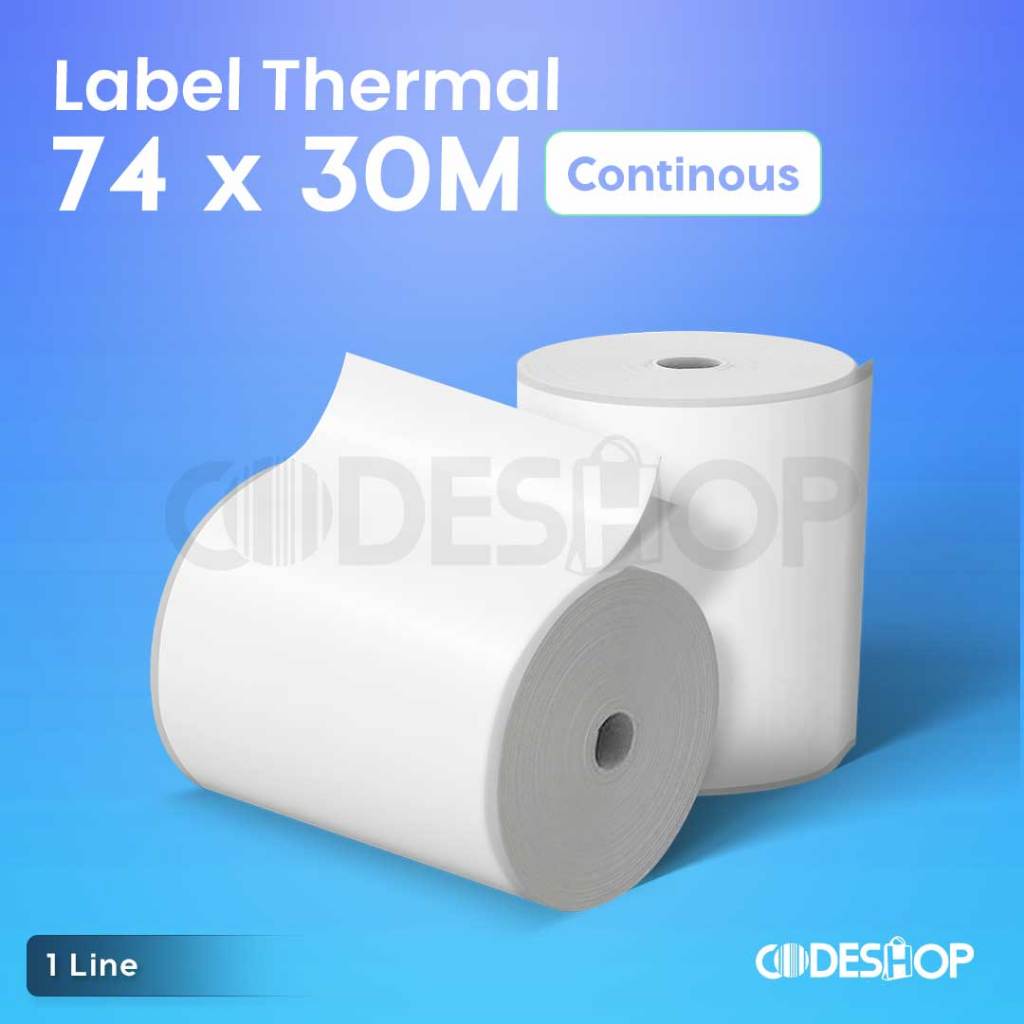 

Label Thermal Continous 74x30 Meter Stiker Printer Barcode Zebra TSC