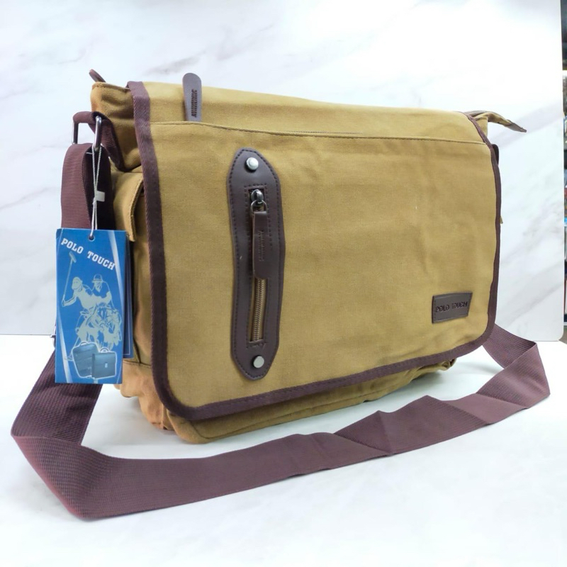 TAS SELEMPANG KULIAH BAHAN KANVAS / TAS SELEMPANG KERJA PRIA BAHAN KANVAS BESAR / TAS LAPTOP KANVAS
