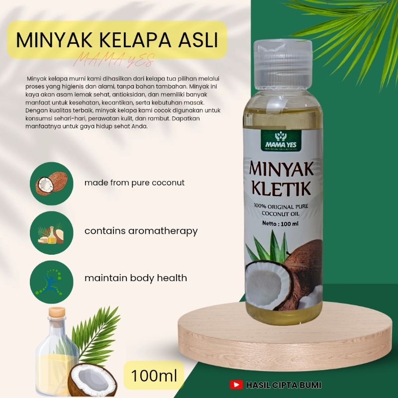 Mama Yes Minyak Kletik Coconut Oil tanpa RBD alami 100ml