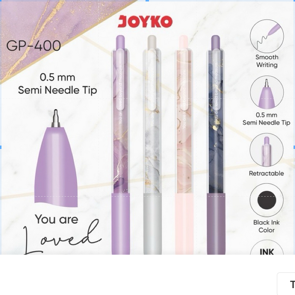 

( 1 PACK ) Gel Pen GP-400 LAVENDER HAIZE Pulpen Pena Joyko 0.5 mm 1 PACK ISI 12 BIJI
