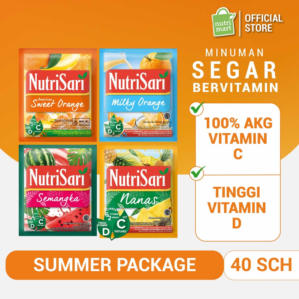 

Nutrisari 4 Rasa Summer Package 40 sachet - Minuman Buah Vitamin C dan Vitamin D