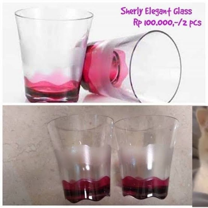 Promo Tupperware Glass Gelas Kristal Sherly Magenta per 4 pcs