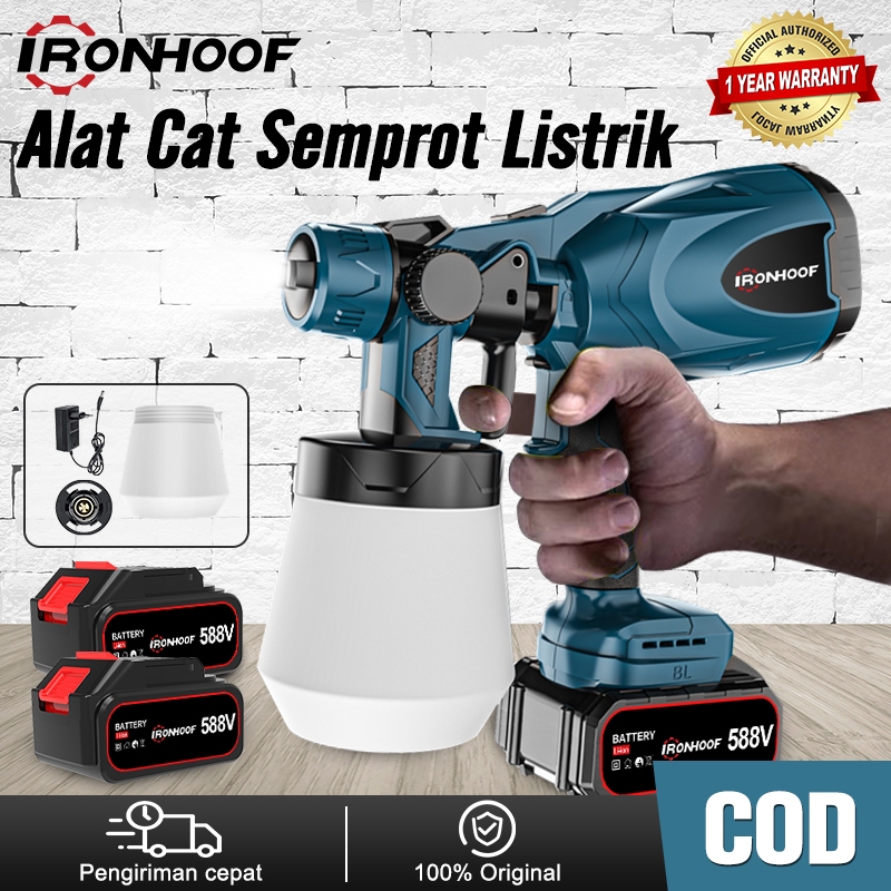 IRONHOOF 800ML Electric Spray Gun Baterai 850W spray gan Kompresor Listrik Alat Semprot Cat