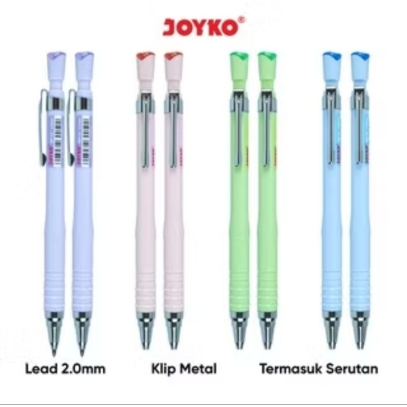 

1 PACK (12 PCS) PENSIL / PENCIL MEKANIK JOYKO 2.0MM + RAUTAN WARNA PASTEL MP-53 | PENSIL CETEKAN