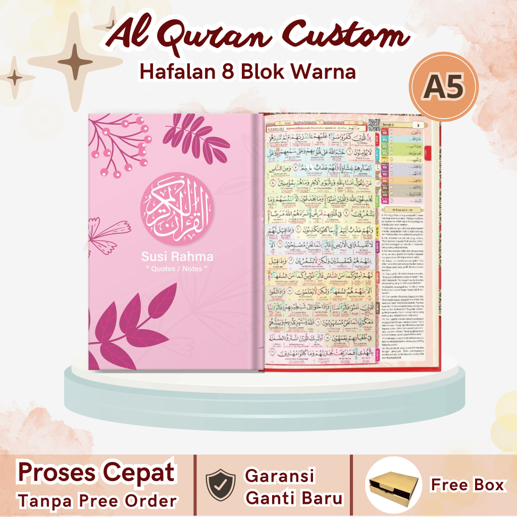 Al Quran Custom Nama 8 Blok Warna Al Quran Hafalan Hadiah Untuk Anak Al Quran Full Warna Terjemahan