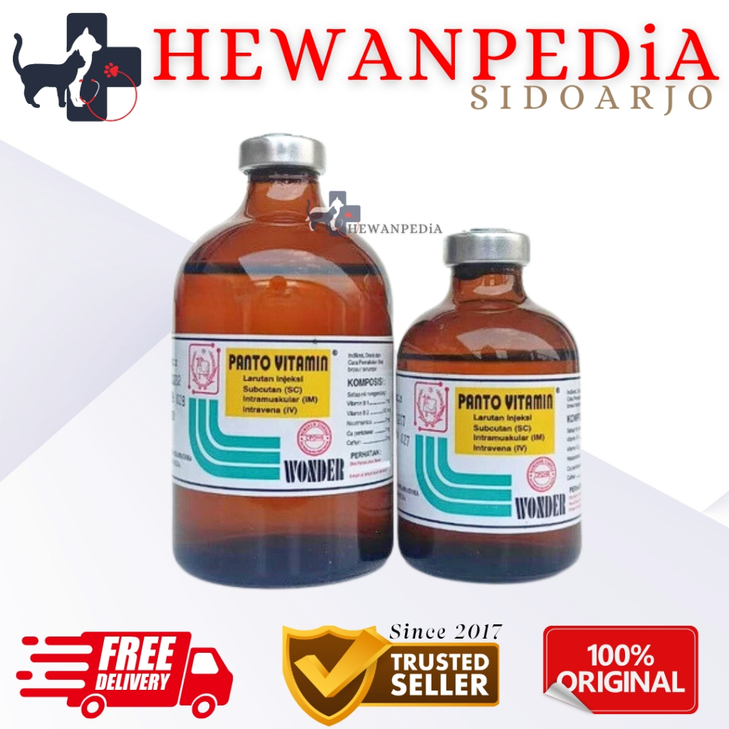 PANTO VITAMIN 50 ml & 100 ml WONDER - Multivitamin Hewan Injeksi Vitamin Pertumbuhan Penggemuk Hewan