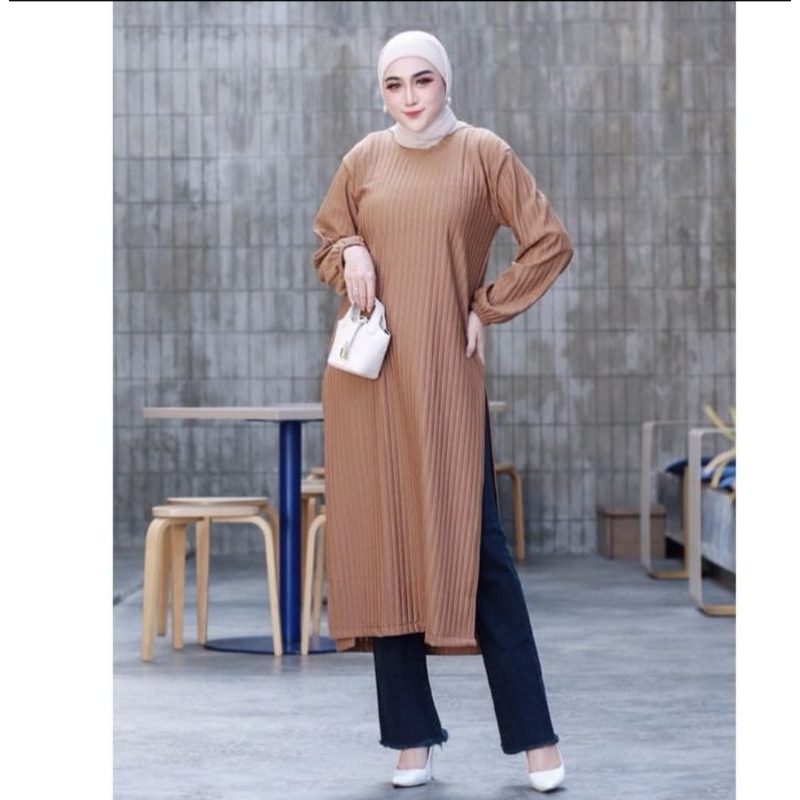 RB Kimia long Tunik knit hornet // Long Tunik knit hornet tebal LD:115