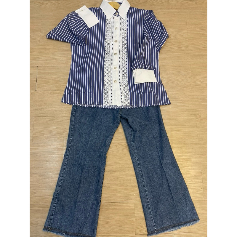 Setcel jeans//Kemeja wanita//Setelan wanita//Kemeja kantor//Kemeja bordir