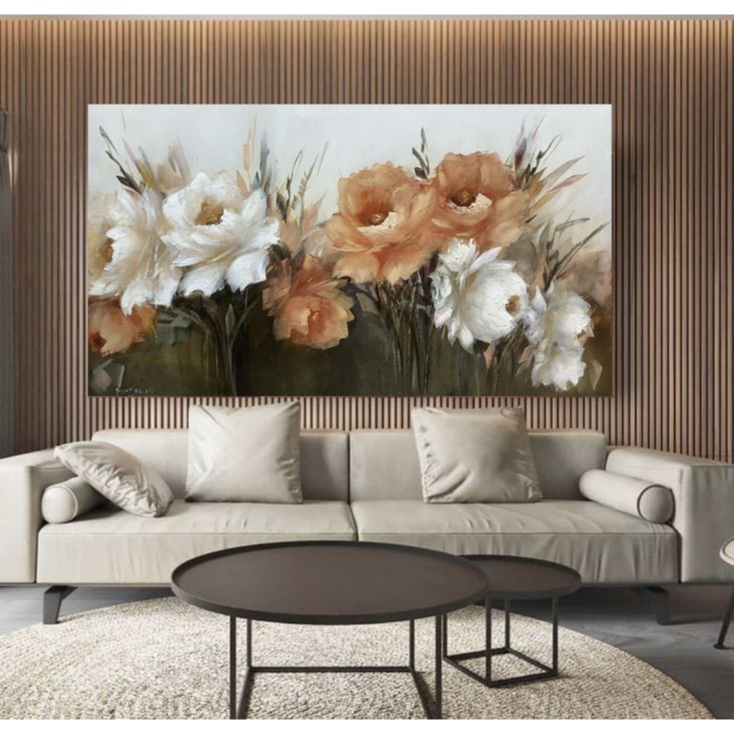 Hiasan dinding aesthetic lukisan bunga modern dekoratif,lukisan mawar indah