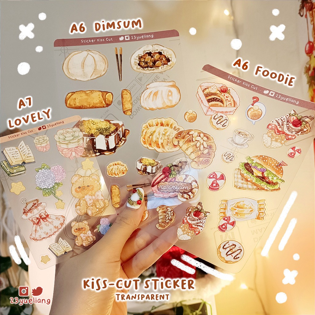 

Stiker Kisscut food, dimsum, dessert, boneka, Cute Stiker transparan