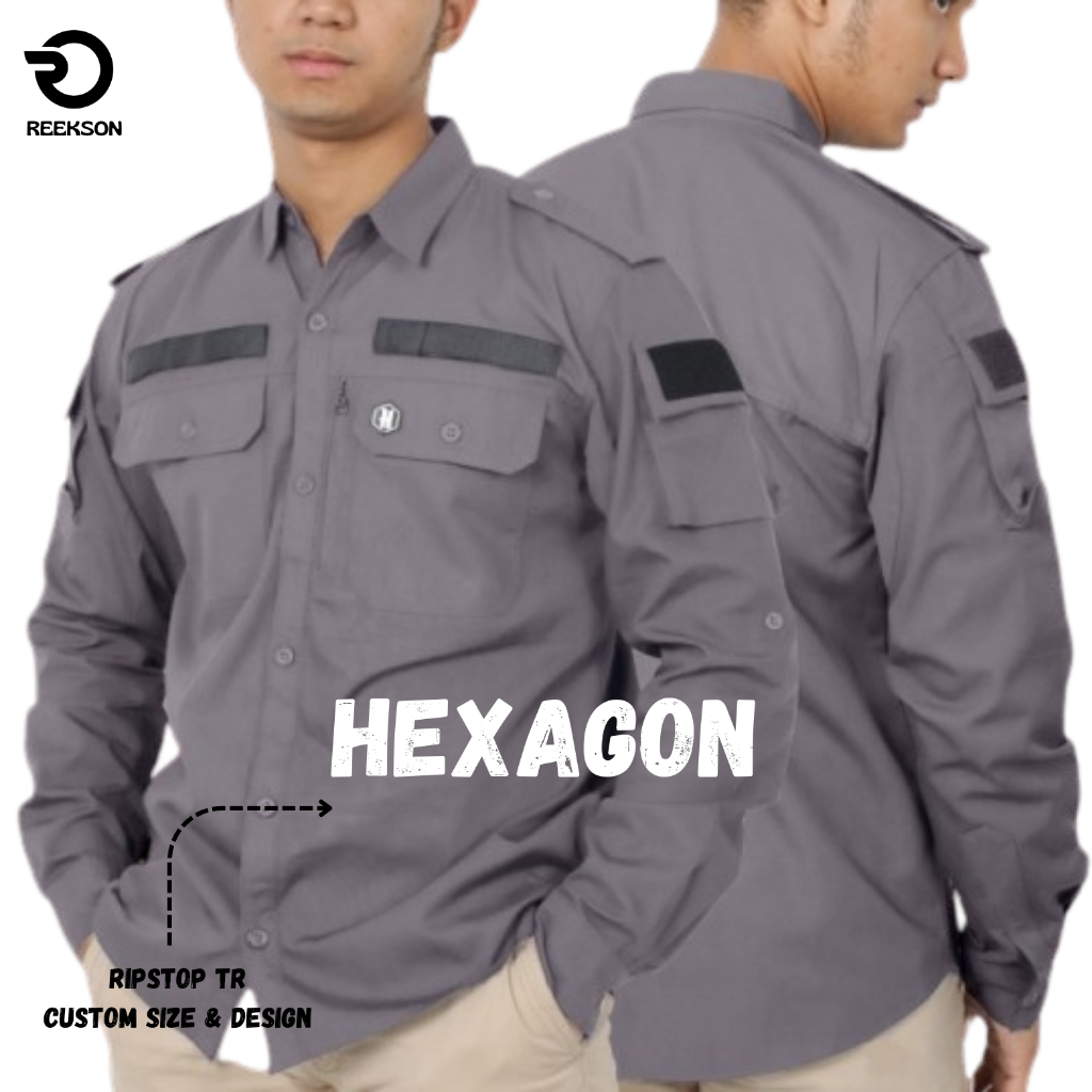 Kemeja Tactical Hexagon Original Lengan Panjang Baju Kantor Lapangan Reskrim Outdoor Activities