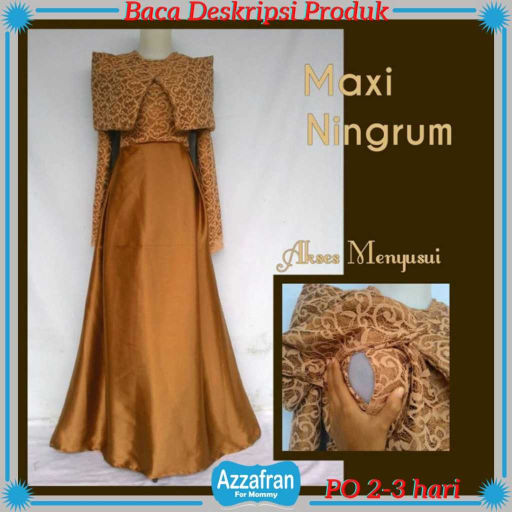 Gamis Maxiningrum | Baju Brokat Couple Anak Perempuan dan Dewasa | Seragam Lebaran Satin Terbaru