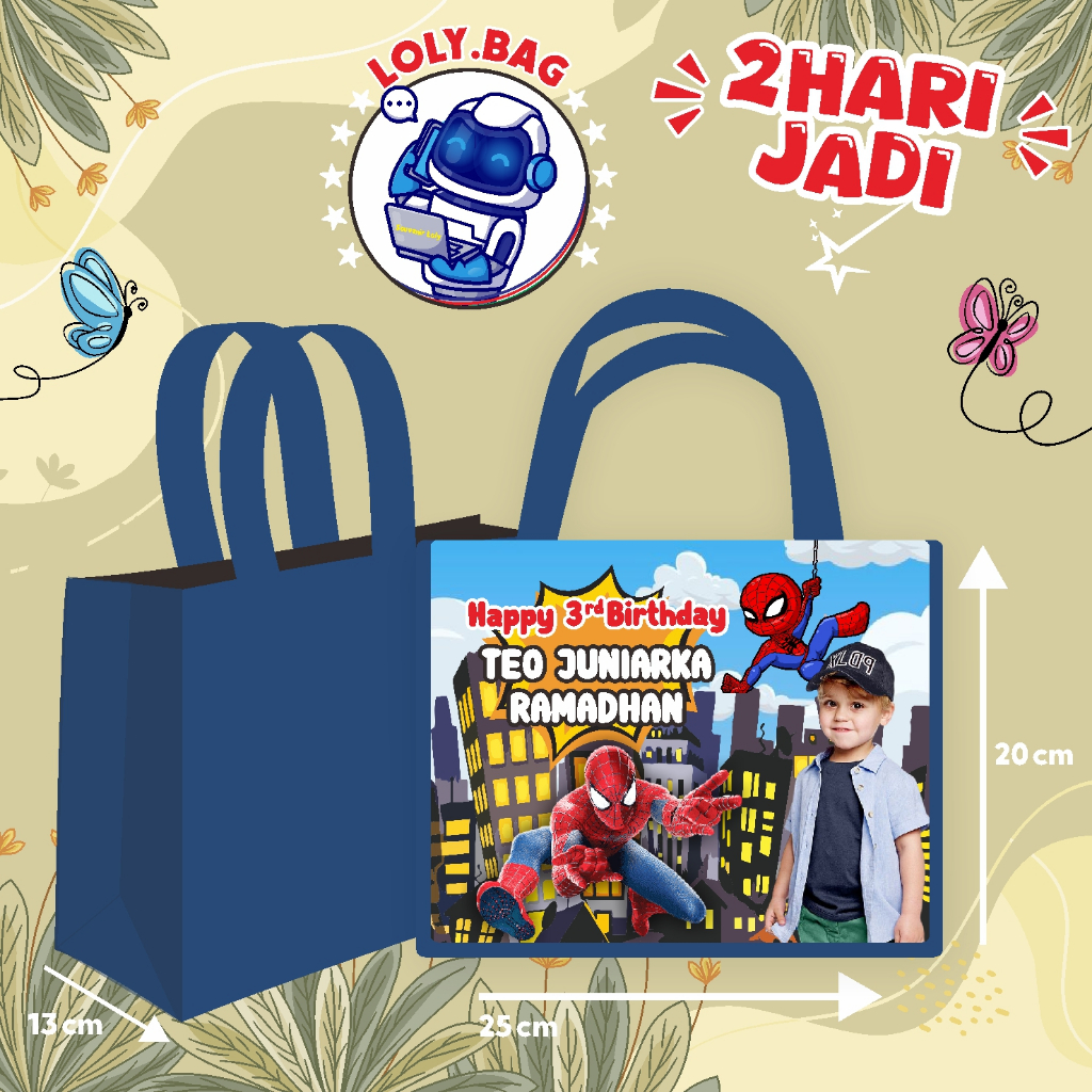 

Tas Ultah / Tas Ulang Tahun Murah/Goodie bag murah/souvenir ultah/Tas tema Spiderman