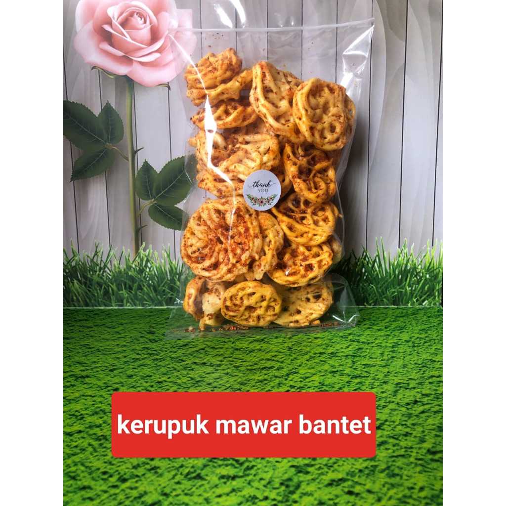 

Snack Kerupuk mawar pedas harga 5k 80gram