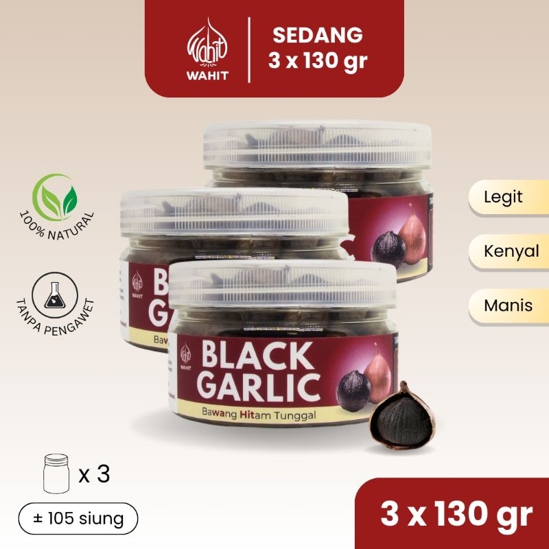 

3x130gr Bawang Hitam Tunggal Medium Sedang Black Garlic Solo Lanang WAHIT Bundle Pack