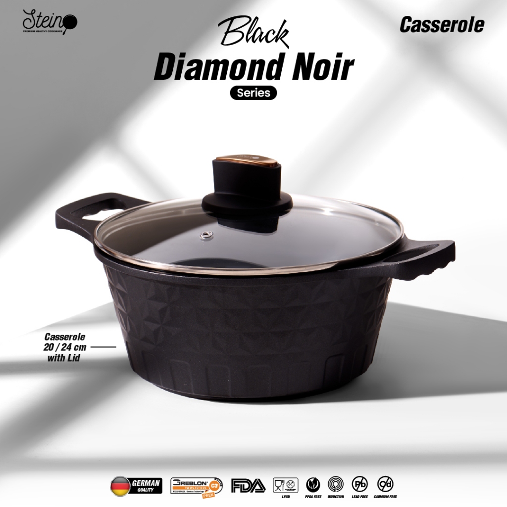 STEIN Black Diamond Noir Casserole | Wajan + Tutup