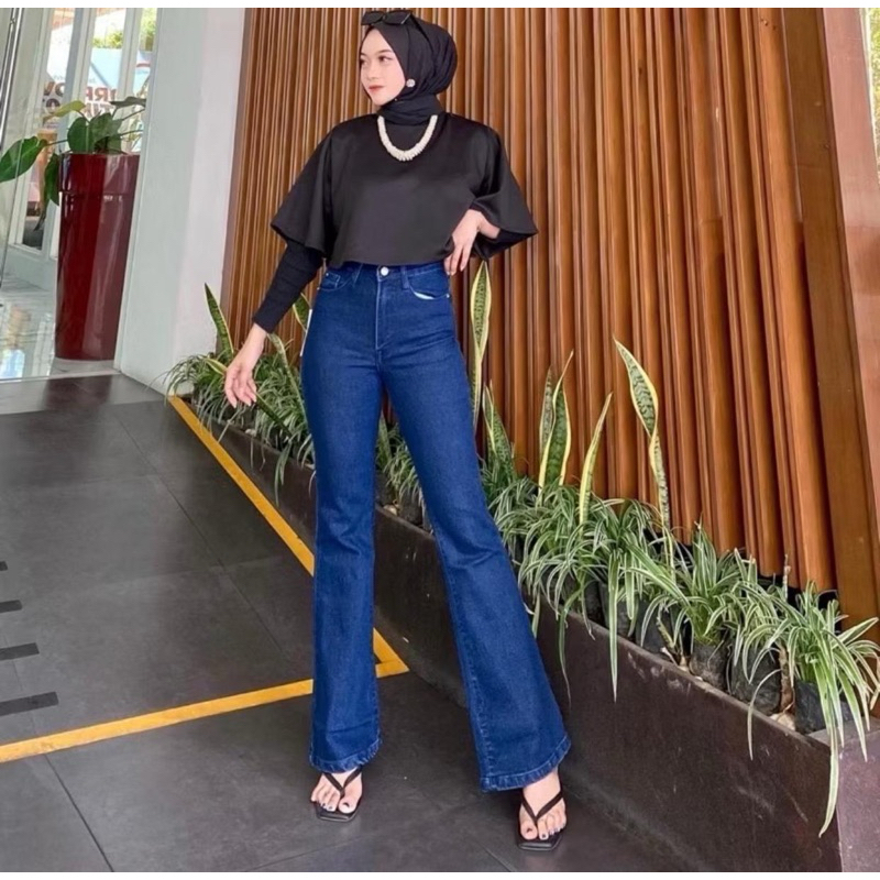 [Evasabrina88]Celana Cutbray Hw Wanita Electric Blue Cyg Jeans