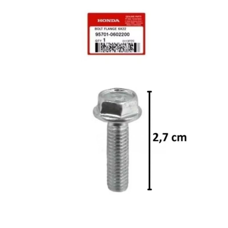 Baut 10 {BOLT FLANGE 6X22} all motor Honda original