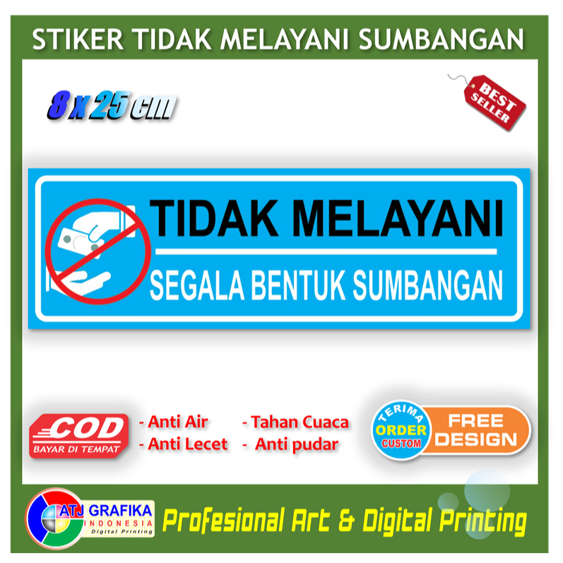 

Stiker tidak melayani sumbangan pungutan pungli sticker keamanan toko rumah dll