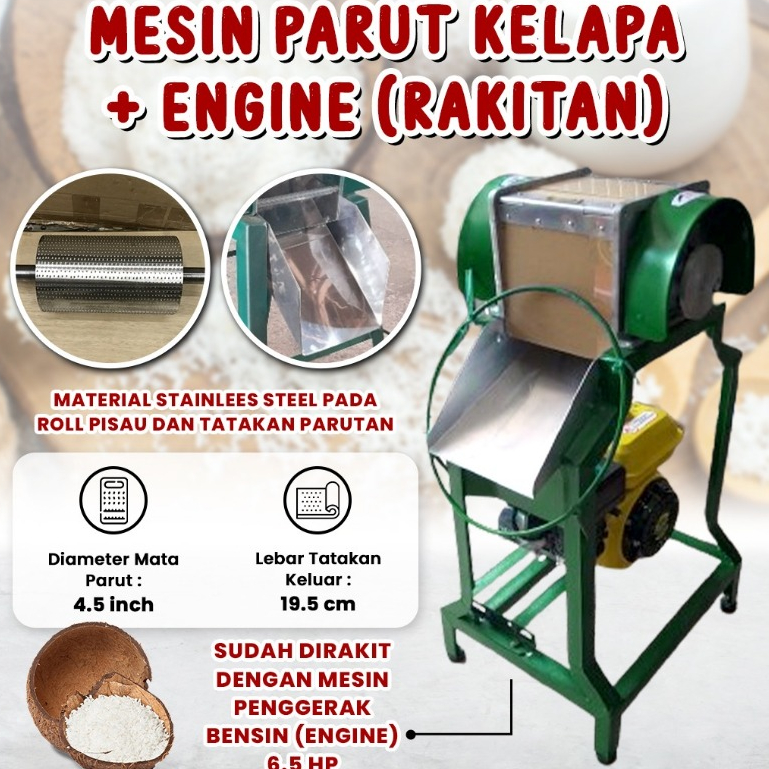 Mesin Parut Kelapa Double Lion Rangka / Penggerak Dinamo 1/2 PK / Penggerak Mesin Engine OSSEL