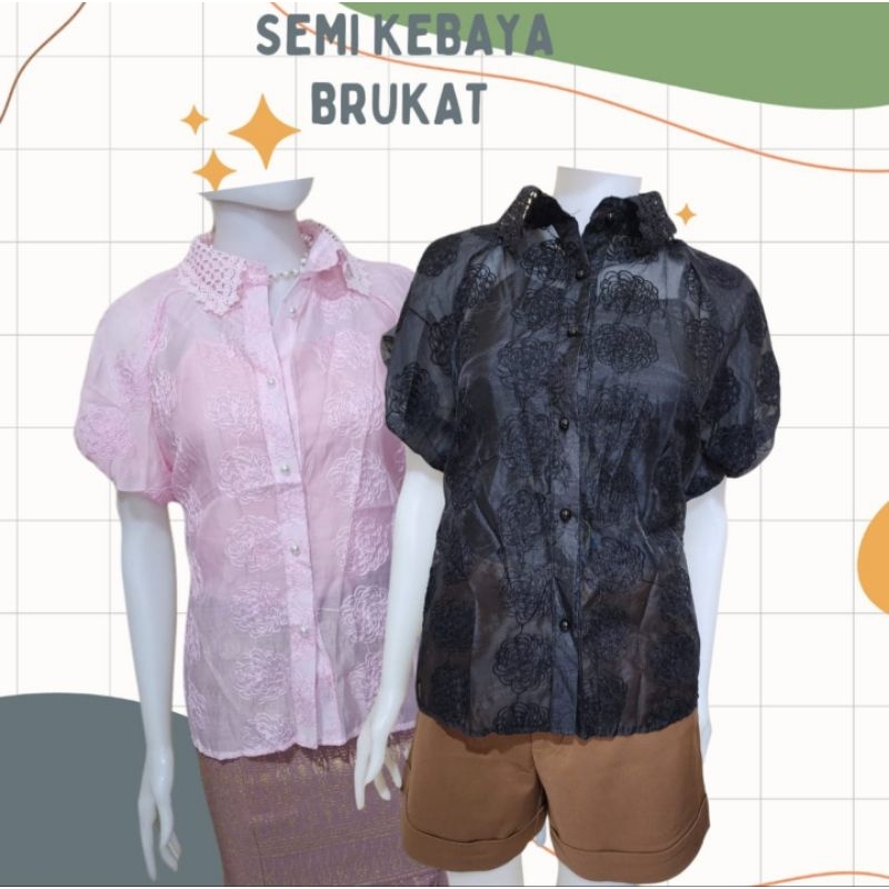 Atasan wanita lengan pendek semi kebaya brukat