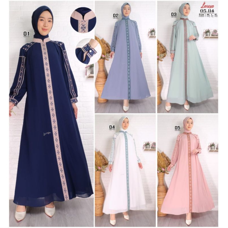 Set Gamis larosa bordir original 05.114 ABAYA  Dress larosa original set Kerudung  /  Gamis abaya La