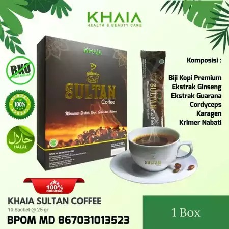 

SULTAN COFFEE KHAIA KOPI,GULA,KRIMER 1BOX ISI 10 SACHET 100% ORIGINAL