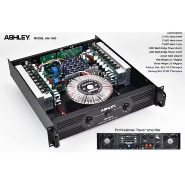 POWER AMPLIFIER ASHLEY HM 1000 / ASHLEY HM1000 ORIGINAL CLASS H HM-1000