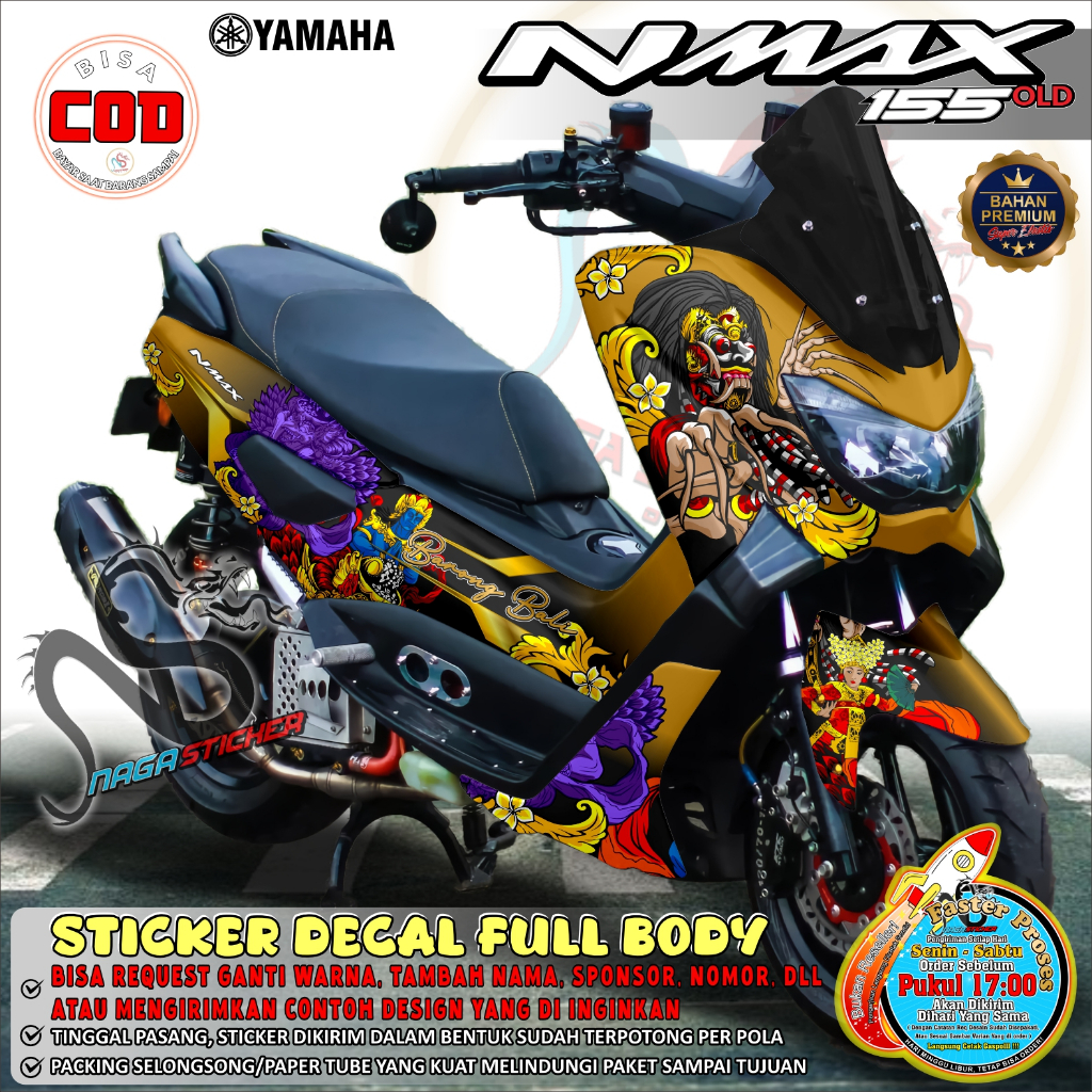 Bisa COD Decal Sticker Full Body Yamaha Nmax 155 Old Motif Barong NS33024 Desain Custom Dekal Stiker
