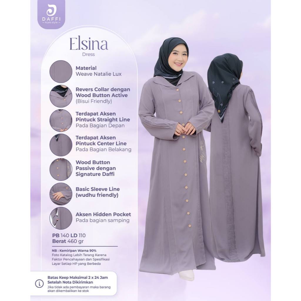 Gamis Daffi Elsina Series dress daffi abaya busui friendly wudhu friendly ORI Daffi