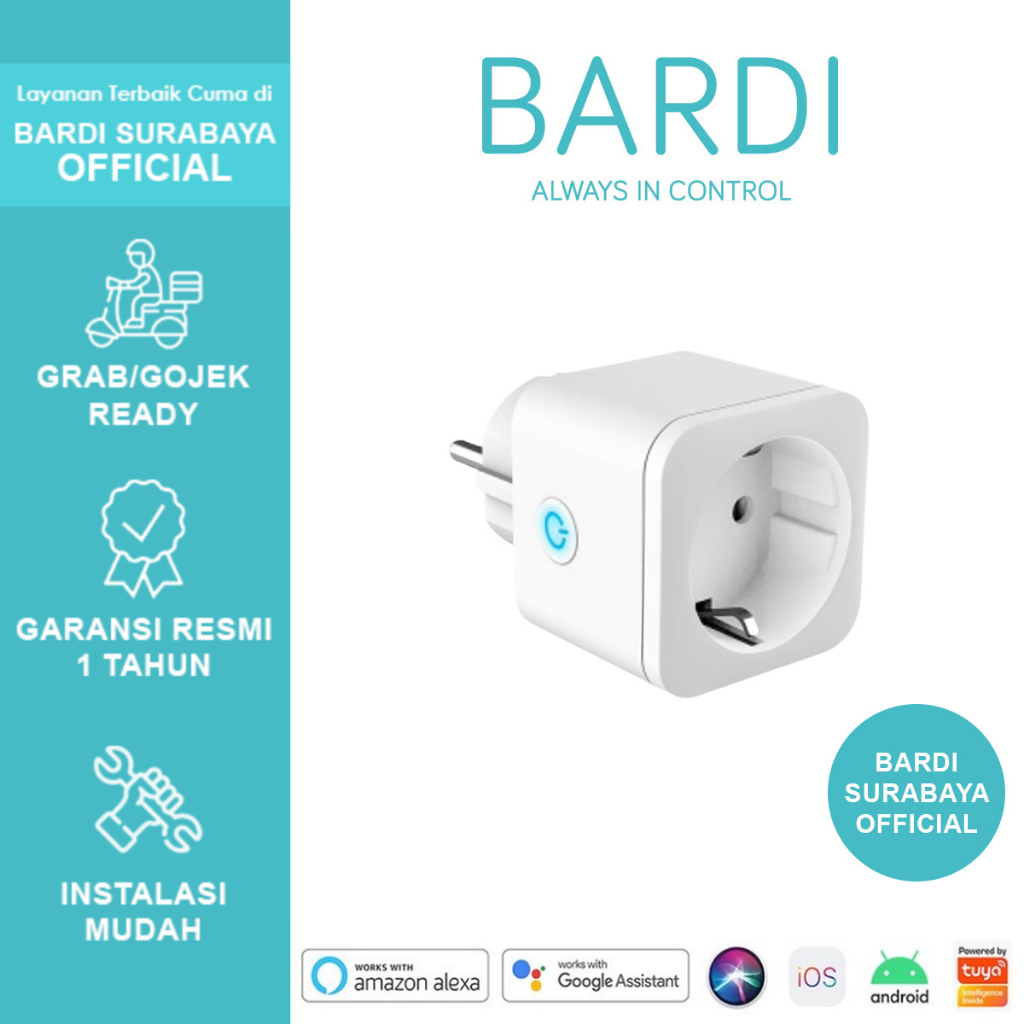 BARDI SURABAYA OFFICIAL Smart Plug 16A Over Steker Stop Kontak Outlet Colokan Pintar IoT Home Automa