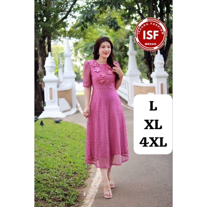 Dress DNY Bahan Brokat Katun