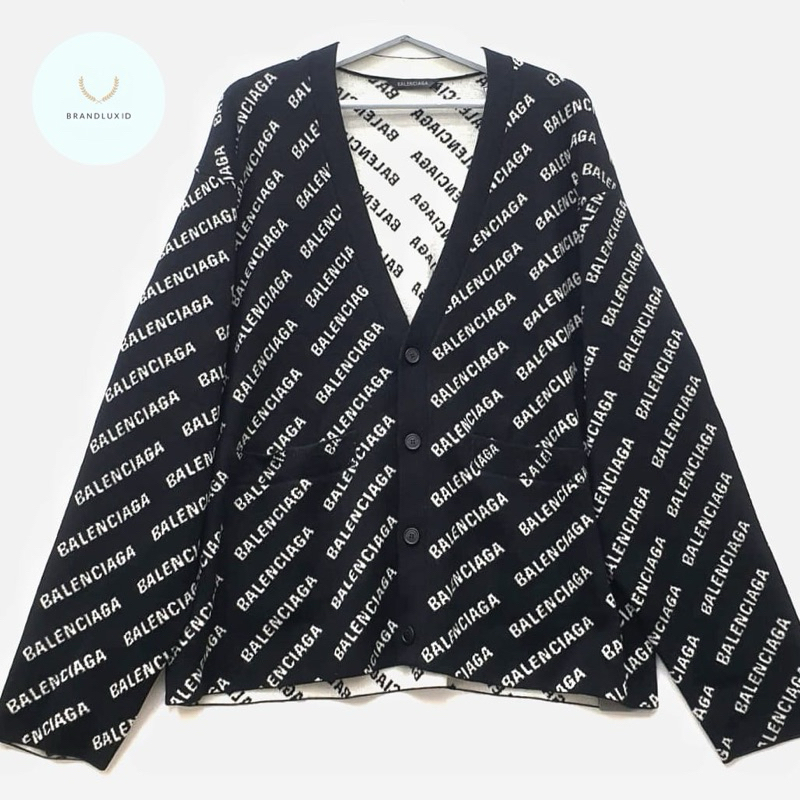 Balenciaga Cardigan All Over logo black oversized