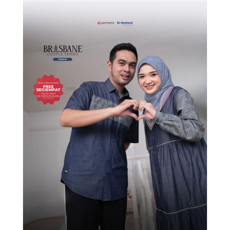 COUPLE SET GAMIS BRISBANE DENIM & KEMEJA BRISBANE DENIM BY YASMEERA
