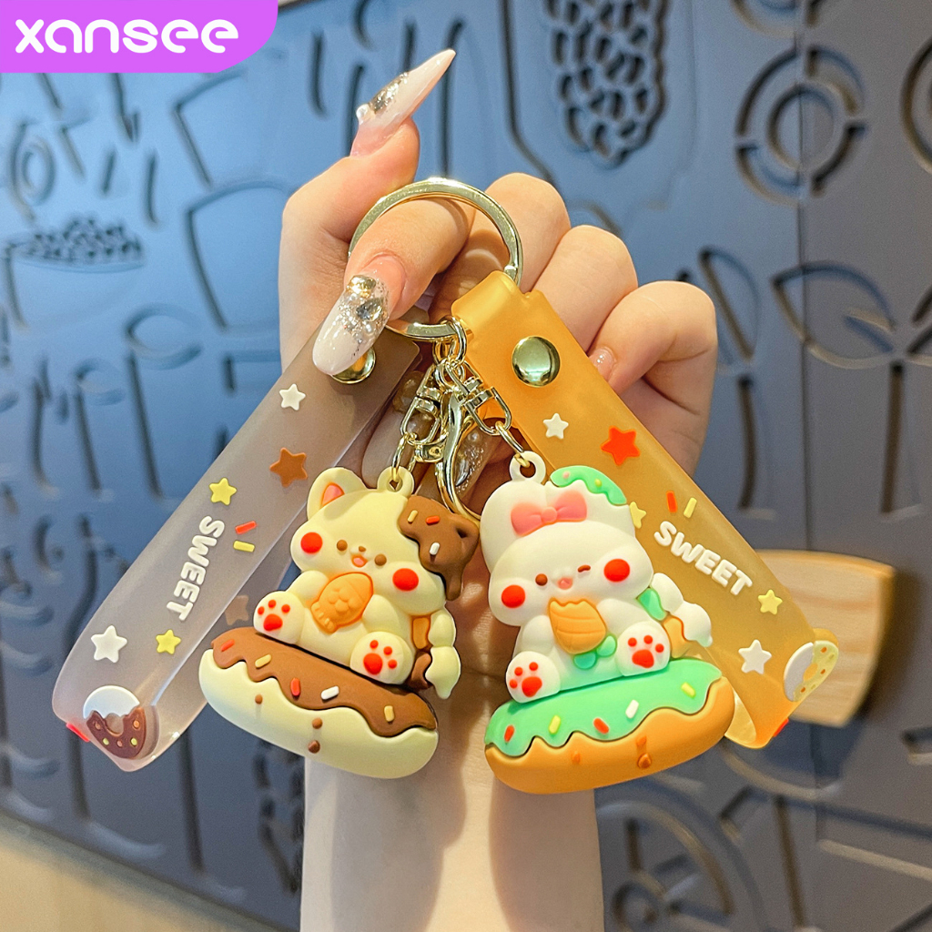 Gantungan Kunci Lucu 3D Karakter Hewan Kucing Kelinci Gantungan Tas Lucu / Keychain Kucing Kelinci /