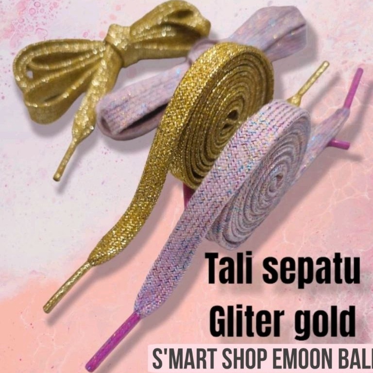 KODE L98J Tali Sepatu Pipih Gliter  Kepang Wheat Mewah Premium