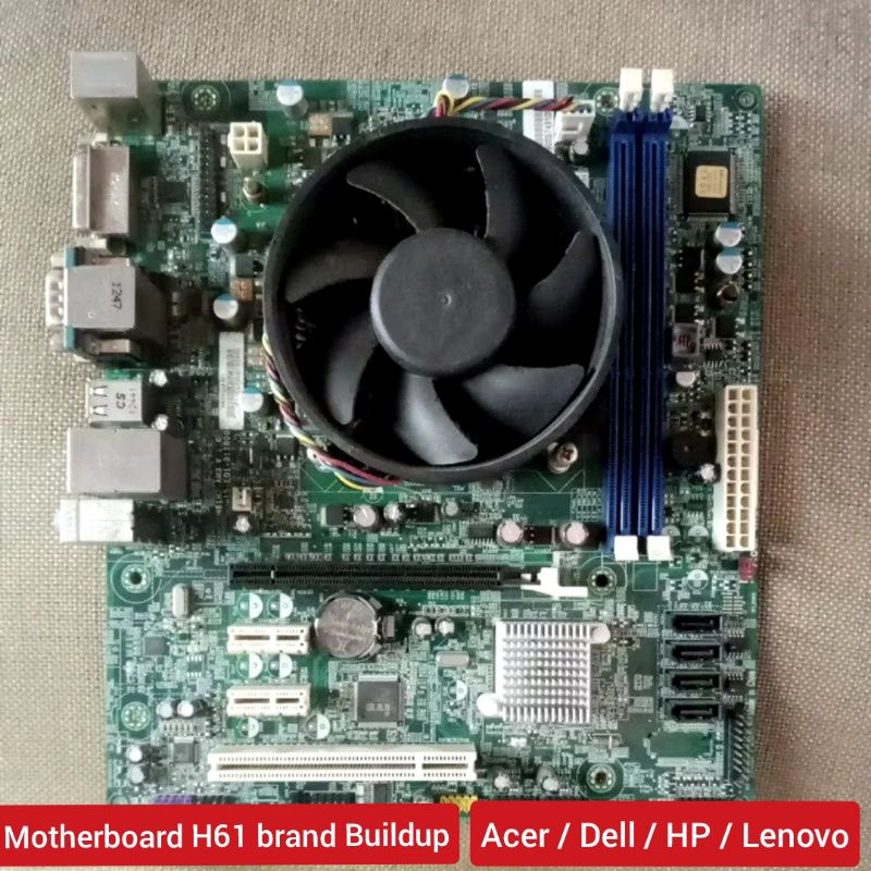 Motherboard H61 Soket LGA 1155 plus Prosesor Core i3 dan Fan MERK HP LENOVO ACER DELL