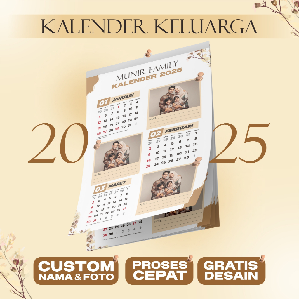 

Kalender Keluarga Custom Nama keluarga Custom Foto Gratis Desain Template Harga Termurah