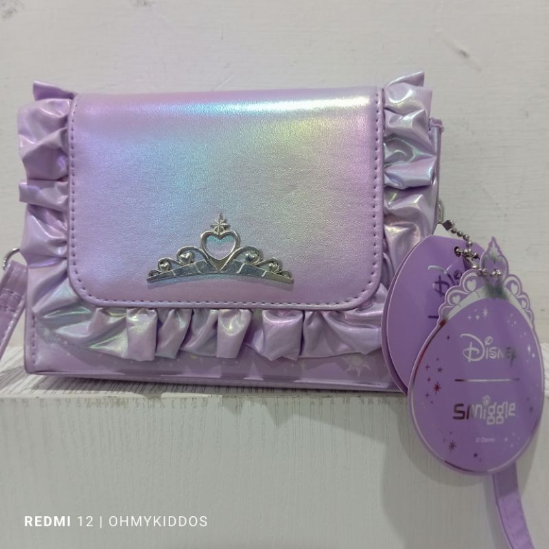 ori original smiggle disney princess lilac shoulder bag tas selempang anak perempuan gadis cewek sam