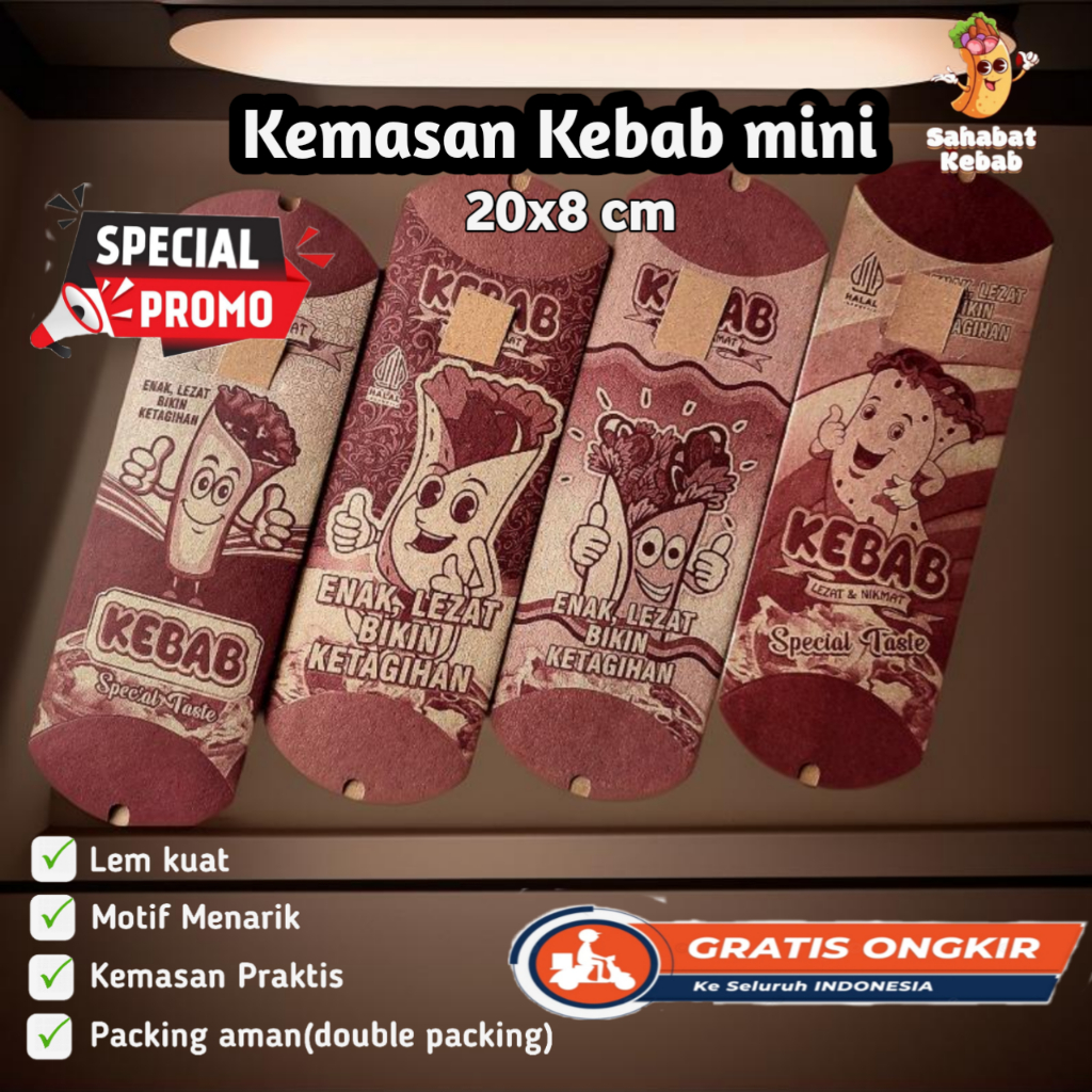 

Promo Kertas bungkus kemasan wadah kebab mini isi 100 pcs - box dus kemasan kebab mini tarikan - wadah packaging kebab murah