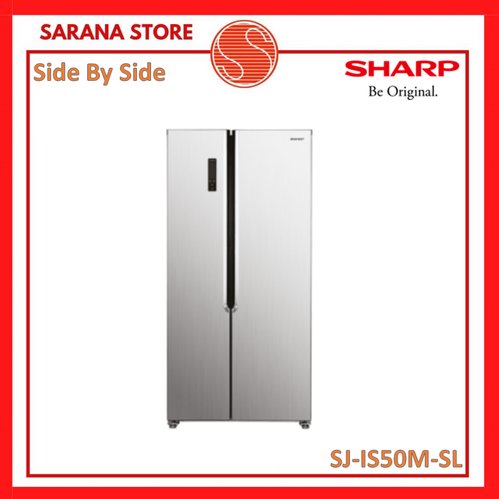 SHARP Kulkas Side by Side SJ-IS50M-SL 2 Pintu 429 Liter SJIS50MSL SJ IS50M SL